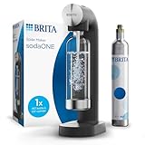 BRITA Spruzzatore di acqua sodaONE nero con cilindro di CO2 e bottiglia in PET senza BPA | Potenza dell'acqua di rubinetto frizzante (fino a 60 l per cilindro)