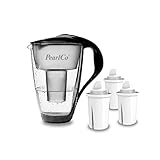 PearlCo - Filtro per acqua in vetro (nero) con 3 cartucce filtrante Universal classic - adatto per Brita Classic