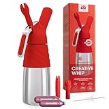 ILGGRO iSi 'Creative Whip' 0,5 l, bottiglia e testa in acciaio inox, ad es. rivestito in silicone, rosso