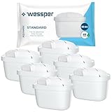 Wessper Cartucce filtranti per brocca, ricambio per cartucce filtranti Brita Maxtra +, filtro a carboni attivi, filtro acqua Brita compatibile per brocca, Dafi e Aquaphor - 6 pezzi