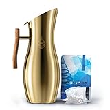 pH VITALITY Steel Alkaline Water Pitcher/Jug - Alkaline Water Filter Pitcher/Jug by Invigorated Water - High pH Ionized Filtered Water Purifier - Includes Long Life Filter, 1900ml, 64oz (Gold)