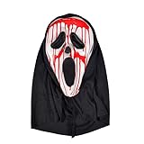 Forhome Horror Ghostface Mask Scream, maschera urlante sanguinante Maschera in lattice, copricapo da fantasma, perfetta per Carnevale, Masquerade, Fancy Dress e Halloween Party