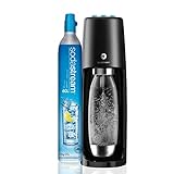 SodaStream One Touch, Gasatore d’acqua frizzante elettrico dal design moderno, incluso cilindro contente Co2, 1 bottiglia Pet da 1 litro e 1 alimentatore, 13x43x18,5 centimetri