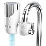 PURIT Filtro acqua rubinetto (1000L) Riduce cloro, metalli e il 99,99% dei batteri - Filtri ecofriendly in ceramica diatomea e carbone attivo vegetale - (1 Filtro incluso)