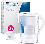 BRITA Caraffa filtrante Marella bianca (2.4L) incl. 3 x filtri MAXTRA PRO All-in-1 che riduce cloro, calcare e PFAS - Adatta al frigo, Memo digitale e riempimento comodo - in confezione sostenibile