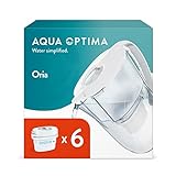Aqua Optima Oria Caraffa Filtro Acqua e Cartucce Filtro Acqua 6 x 30 Giorni Evolve+, capacità 2,8 litri, per Riduzione di Microplastiche, Cloro, Calcare e Impurità, Blanco