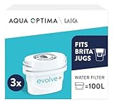 Aqua Optima Cartuccia Filtro, confezione da 3 Evolve+ (fornitura per 3 mesi), compatibile con Brita Maxtra+ e PerfectFit, sistema di filtraggio a 5 fasi che riduce cloro, calcare e altre impurità