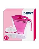 BWT Caraffa Filtrante Vida Rosa da 2,6 l – Filtro per acqua da tavola Filtra CALCARE, Cloro, Piombo e Rame – Include una cartuccia Filtro per Acqua del Rubinetto con aggiunta di Magnesio
