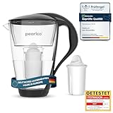 PearlCo - Filtro per Acqua in Vetro (Nero) con 1 Cartuccia filtrante Universal Classic - Adatto per Brita Classic