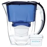 Aqua Optima Oria Caraffa filtrante, capacità 2,8 litri, con 1 cartuccia filtrante per acqua Evolve+ da 30 giorni, caraffa per frigorifero blu, con tecnologia di filtrazione a 5 fasi a flusso rapido
