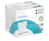 Cartuccia filtro acqua Aqua Optima - Confezione da 12 Evolve+ (fornitura per 12 mesi), sistema di filtraggio a 5 stadi che riduce il cloro, il calcare e altre impurità