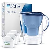 BRITA Caraffa filtrante acqua Marella Blu (2.4L) incl. 3 x BRITA filtri MAXTRA PRO All-in-1 che riduce cloro, calcare, PFAS e metalli - Eleganza e funzionalità