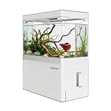 AQPET HYDO Acquario da Scrivania Multifunzionale in Acrilico con Dock Station per Smartphone – Mini Acquario con Pompa e Filtro, LED 5 Modalità e Modulo Idroponico, Ideale per Betta e Caridine