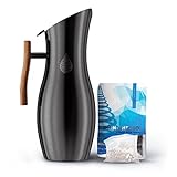 pH VITALITY Steel Alkaline Water Pitcher/Jug - Alkaline Water Filter Pitcher/Jug by Invigorated Water - High pH Ionized Filtered Water Purifier - Includes Long Life Filter, 1900ml, 64oz (Black)