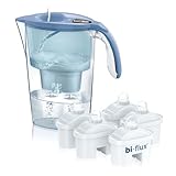 LAICA Stream Line Caraffa Filtrante - 2,3L - Blu - 7 Filtri bi-flux incluso, Preserva i sali minerali e Riduce le sostanze indesiderate - Timer digitale - Made in Italy