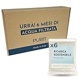 Purit - 6 Ricariche sostenibili per cartuccia filtrante. Microfiltrazione premium. Made in Italy. (Acqua dolce)