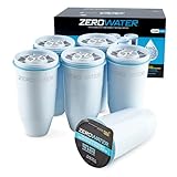 ZeroWater Cartucce di ricambio per filtro dell'acqua, sistema di filtraggio a 5 fasi, riduce fluoro, cloro, piombo e cromo, 6 filtri