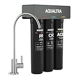 AQUALTRA USF-3F-15 Sistema sottolavabo leggermente alcalino con rubinetto, 30000–151000L, riduce PFOA, PFOS, cloro, piombo, mercurio, cloramina, fluoro, microplastiche, cattivo gusto e odore
