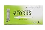 Transitions2earth - Posate biodegradabili EcoPure Forks, Confezione da 500