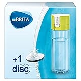 BRITA Borraccia filtrante per acqua, Lime (0.6l) - incl. 1 filtro MicroDisc per la riduzione di cloro, PFAS*, erbicidi, pesticidi e impurità
