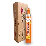 SodaTASTE Sostituzione del cilindro di CO2 (ricarica) per aeratore, con aroma naturale (arancia), senza sciroppo, per max. 60 l di acqua frizzante con gusto, senza zucchero (attenzione: cilindro vuoto