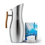 pH VITALITY Steel Alkaline Water Pitcher/Jug - Alkaline Water Filter Pitcher/Jug by Invigorated Water - High pH Ionized Filtered Water Purifier - Includes Long Life Filter, 1900ml, 64oz (Silver)