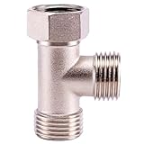XNTONG Raccordo a T in Ottone Cromato 1/2', Valvola Deviatrice 3 Vie, Adattatore per Doccia, Bidet e Rubinetti