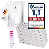 smardy 120 Pastiglie per Test Rapidi per Acqua Potabile, Acquario, Piscina - 60x Phenol Red (Valore pH) e 60x DPD1 (Cloro Libero) Compresse di Prova con 1x Provetta di Plastica