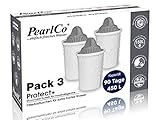 PearlCo Protect+ Classic - per Acqua Dura - Confezione 3 filtri per Aqua (Compatibile Brita® Classic)