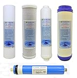 Finerfilters - Filtri di ricambio a 5 fasi, per osmosi inversa, uso domestico, membrana da 50 GPD, confezione da 5