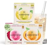 waterdrop® Tè Freddo Zero, Te LIMONE - PESCA - LAMPONE, 36 cubetti per acqua Microdrink, The Freddo senza zucchero Con Vitamina C & B3, Bevanda Analcolica, 36 Bustine - 18 Litri, Ice Tea