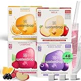 waterdrop® Mele e Bacche Set - 48 cubetti waterdrop per acqua - Pacchetto di prova con 4 gusti aromatizzanti - insaporitore senza zucchero - acqua aromatizzata in forma di cubetti - Microdrink Set