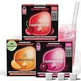 waterdrop® Energy Drink, 90mg Caffeina Naturale con Vitamina B, 36 cubetti per acqua - Zero Zuccheri e poche Calorie - Bevanda energetica al gusto di frutti di bosco, mango e ciliegia - preworkout