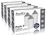 PearlCo Protect+ classic - per acqua dura - Confezione 3 filtri per aqua (compatibile Brita® Classic)