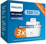 Philips Water Cartucce filtranti sostitutive Filtrazione Avanzata, 3 unità, riducono MICROPLASTICA, CLORO, CALCARE, METALLI PESANTI