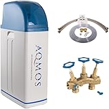 AQMOS Wasseraufbereitung addolcitore d'acqua con set di collegamento 1' e blocco di montaggio 1' | Addolcitore d'acqua per famiglie fino a 5 persone (con blocco di montaggio)(R2D2-48)