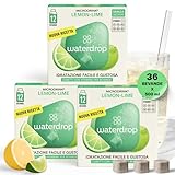 waterdrop® LIMONE LIME - 36 cubetti waterdrop per acqua dal gusto frizzante di Lime e Lemon Soda - insaporitore acqua senza zucchero - alternativa a acqua aromatizzata, sciroppi, cubetti per bevande