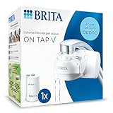 BRITA ON TAP V incl. 1 x filtro acqua rubinetto V (4 mesi) - riduce cloro, PFAS, piccole particelle e metalli - indicatore durata filtro manuale