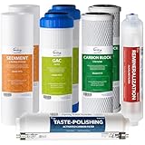 iSpring F10KU 1 Anno Cartuccia Filtro di Ricambio Set per Sistemi a Osmosi Inversa UV Minerali Alcalini a 7 Stadi, 10 Pezzi