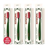 Euthymol Classic Spazzolino x 4, Larga Testa Piena, Morbido Setole, Tripla Curva Ergonomica Spazzolini Manuali, Sensibile Gengive Denti, Cura Dentale Quotidiana Dello Smalto Orale