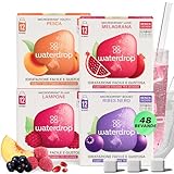 waterdrop® Set Microdrink - 48 cubetti waterdrop per acqua - Pacchetto di prova con 4 gusti aromatizzanti - insaporitore acqua senza zucchero - acqua aromatizzata in forma di cubetti per bevande