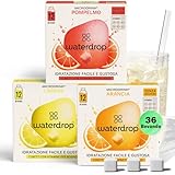 waterdrop® Set Microdrink, ARANCIA, LIMONE e POMPELMO, 36 cubetti effervescenti senza zucchero per aromatizzare l'acqua, Estratti di frutta e piante, Acqua Aromatizzata senza infusione a freddo