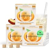 waterdrop® Tè Freddo alla PESCA, 36 cubetti per acqua Microdrink, insaporitore acqua, Tisane a freddo senza zucchero Con Vitamina C & B3, Bevanda Analcolica, The Nero, Ice Tea