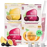 waterdrop® Set Microdrink - 48 cubetti waterdrop per acqua, Pacchetto di prova con 4 gusti aromatizzanti, insaporitore acqua senza zucchero, acqua aromatizzata, Aqua in Cubetti per bevande